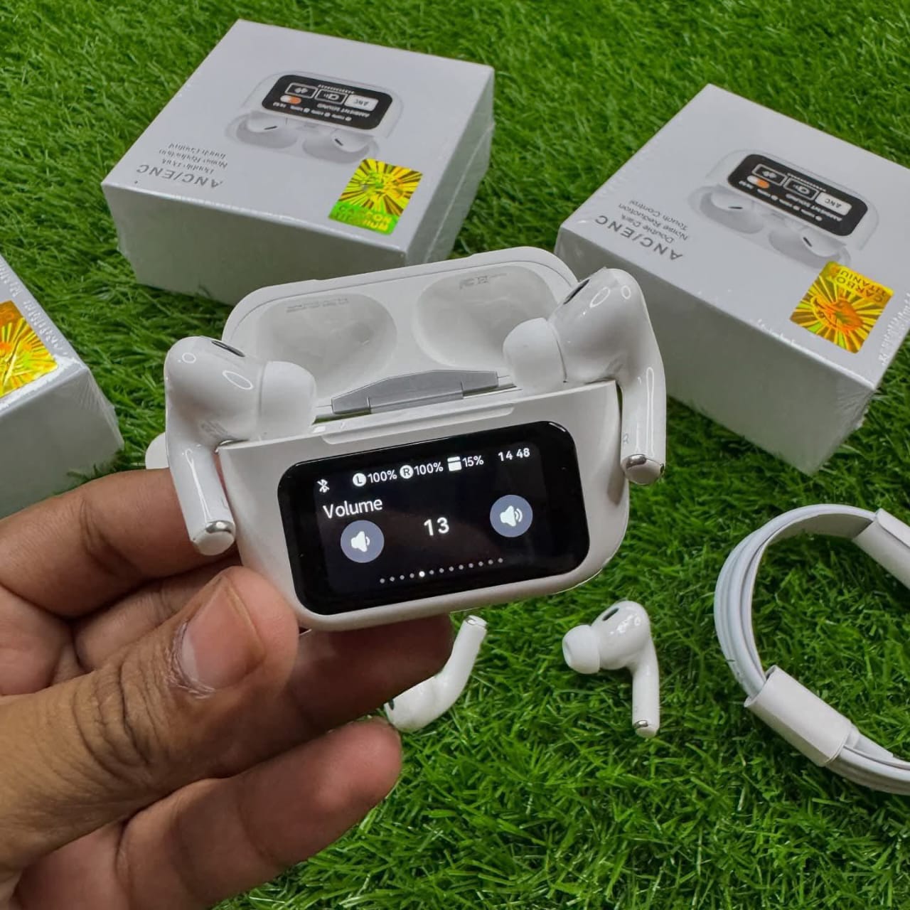 A9 Pro Premium Digital Display Wireless Earbuds (White)