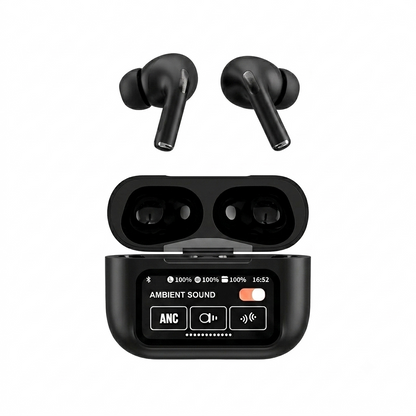 A9 Pro Premium Digital Display Wireless Earbuds (Black Edition)