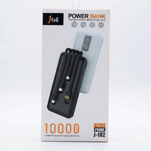J-Cell J-102 10000mAh Power Bank | 4-in-1 Fast Charging Power Bank