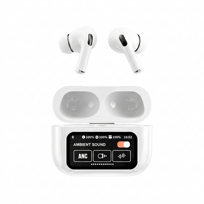 A9 Pro Premium Digital Display Wireless Earbuds (White)