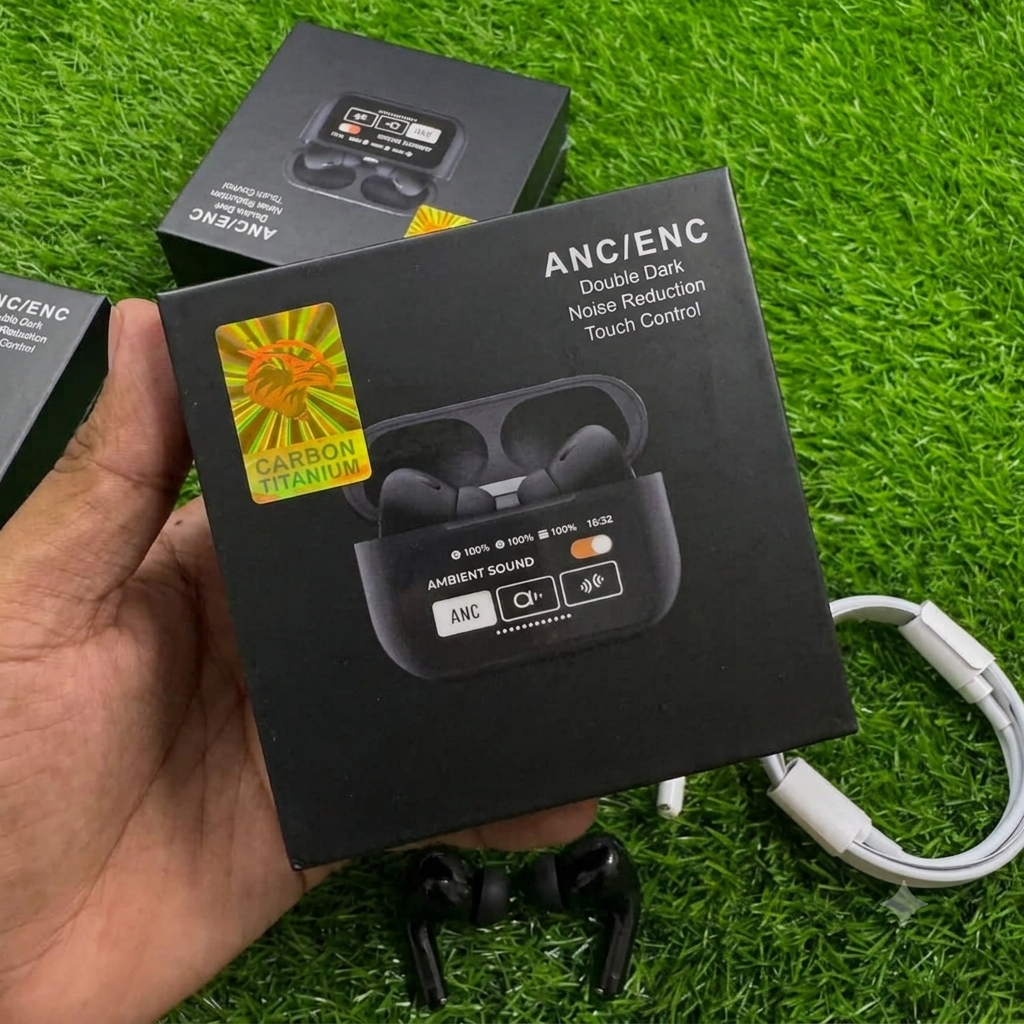 A9 Pro Premium Digital Display Wireless Earbuds (Black Edition)