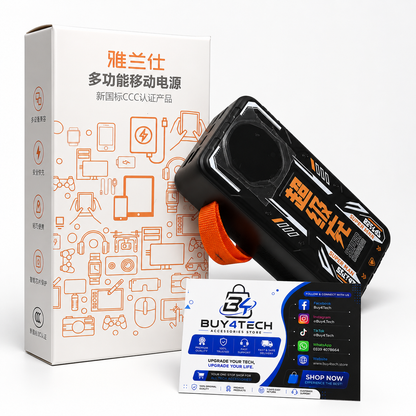 Original Imported 30,000mAh Power Bank – Fast Charging Portable Power Bank with LED Display (Black & Orange)