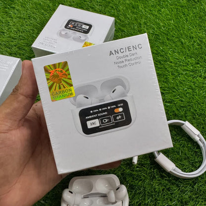 A9 Pro Premium Digital Display Wireless Earbuds (White)