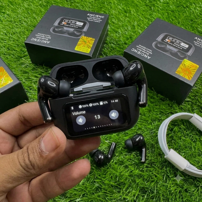 A9 Pro Premium Digital Display Wireless Earbuds (Black Edition)