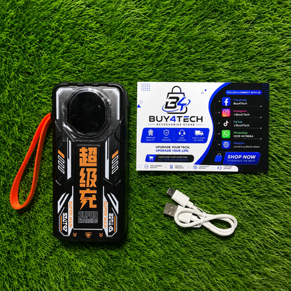 Original Imported 30,000mAh Power Bank – Fast Charging Portable Power Bank with LED Display (Black & Orange)